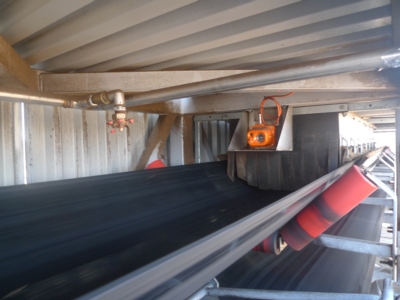 Firefly detector on biomass pellet conveyor