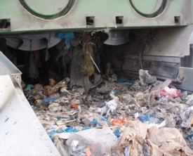 Shredder in waste processing plant